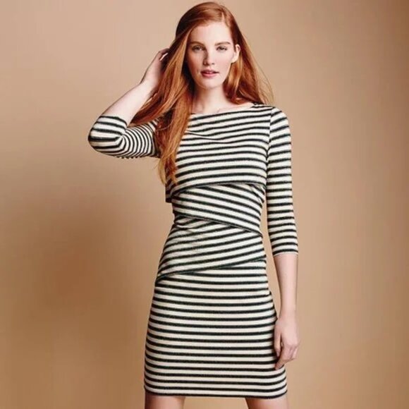 J. McLaughlin Catalina Cloth Nicola Navy White Striped Women's Dress Size Medium - Picture 1 of 15
